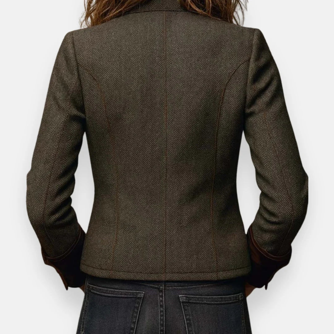 Daisy™ – Elegant Tweed Jacket with Velvet Details