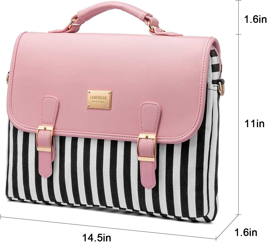 Computer Bags for Women, Laptop Bag 14 Inch, Laptop Case with Trolley Sleeve, Pink Messenger Bag, Super Cute Laptop Sleeve