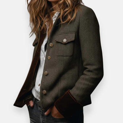 Daisy™ – Elegant Tweed Jacket with Velvet Details
