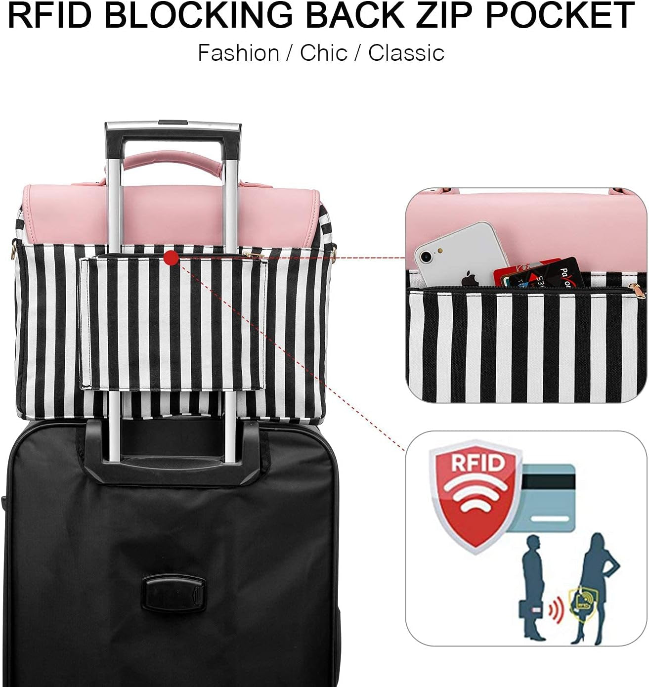 Computer Bags for Women, Laptop Bag 14 Inch, Laptop Case with Trolley Sleeve, Pink Messenger Bag, Super Cute Laptop Sleeve