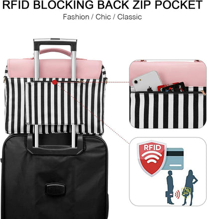 Computer Bags for Women, Laptop Bag 14 Inch, Laptop Case with Trolley Sleeve, Pink Messenger Bag, Super Cute Laptop Sleeve