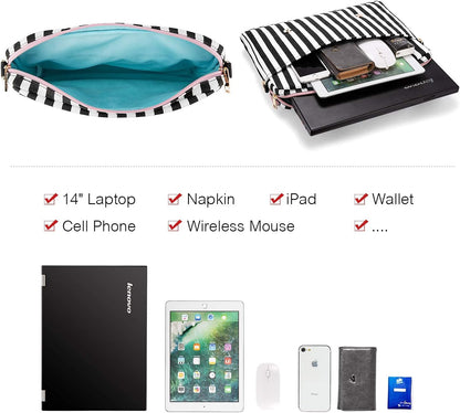 Computer Bags for Women, Laptop Bag 14 Inch, Laptop Case with Trolley Sleeve, Pink Messenger Bag, Super Cute Laptop Sleeve