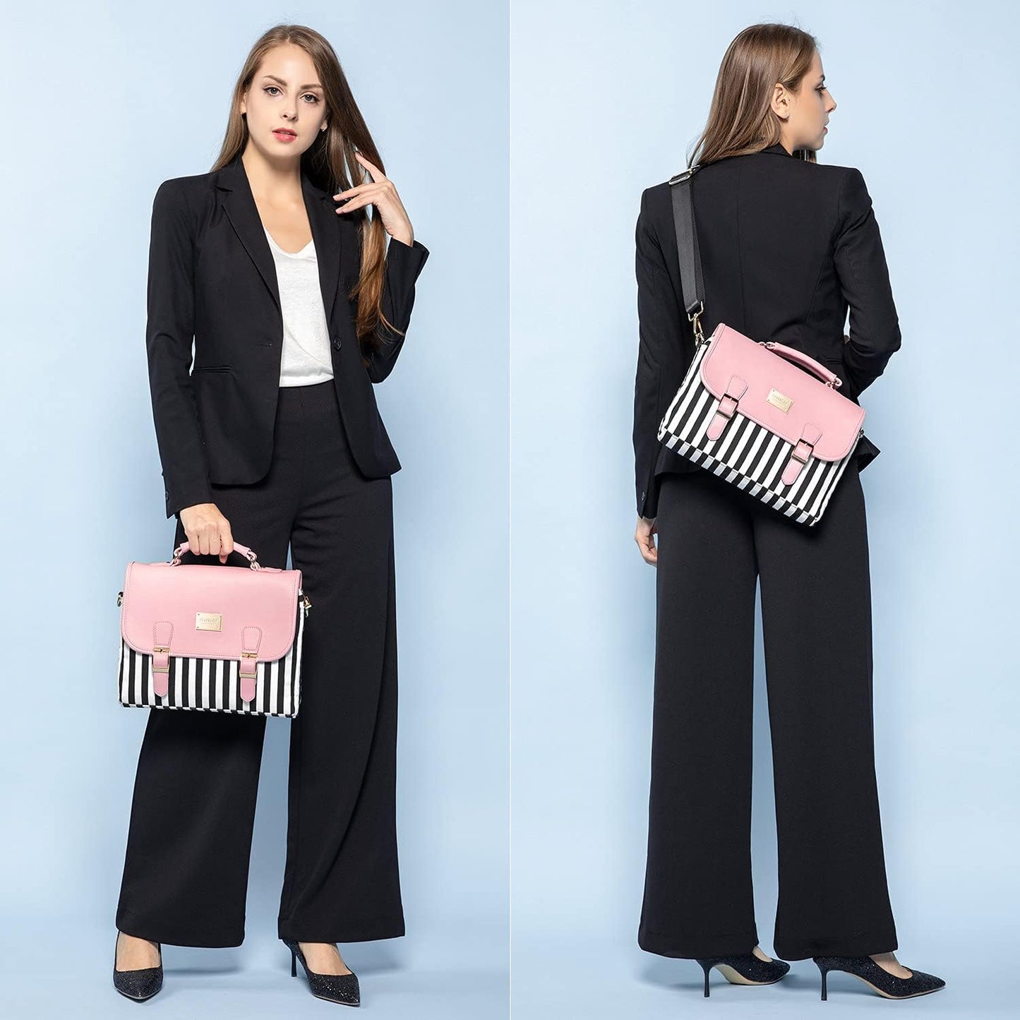 Computer Bags for Women, Laptop Bag 14 Inch, Laptop Case with Trolley Sleeve, Pink Messenger Bag, Super Cute Laptop Sleeve