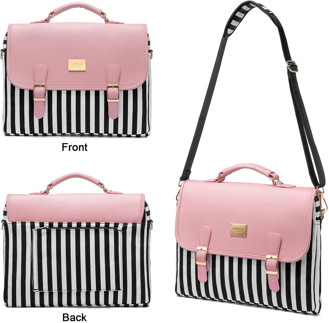Computer Bags for Women, Laptop Bag 14 Inch, Laptop Case with Trolley Sleeve, Pink Messenger Bag, Super Cute Laptop Sleeve