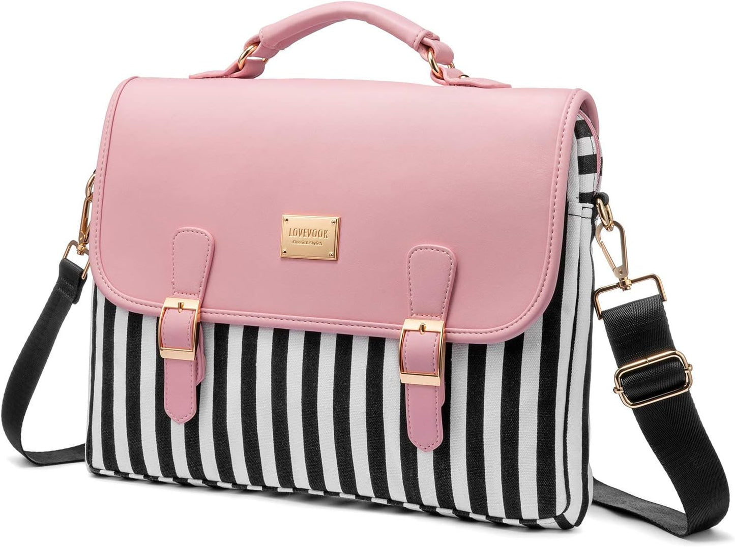 Computer Bags for Women, Laptop Bag 14 Inch, Laptop Case with Trolley Sleeve, Pink Messenger Bag, Super Cute Laptop Sleeve